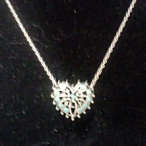 Sarah Coventry Vintage Queen Of Hearts Silver Tone Faux Turquoise Necklace 1976 - Picture 9 of 10